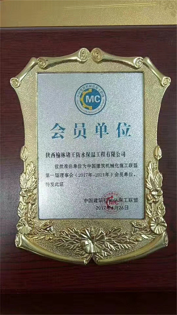 陜西保溫工程施工單位會(huì)員單位證書